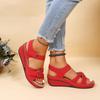 Women's Large Size Fish Mouth Sandals Shoes Casual Outdoor Velcro Slope Heel Sandals 35-43