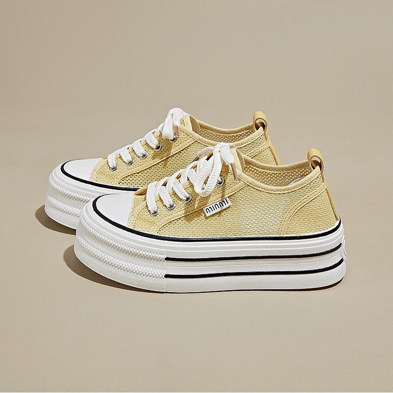 Summer Mesh White Shoes New Style of Female Students Breathable Height-enhancing Casual Street Clapper Shoes