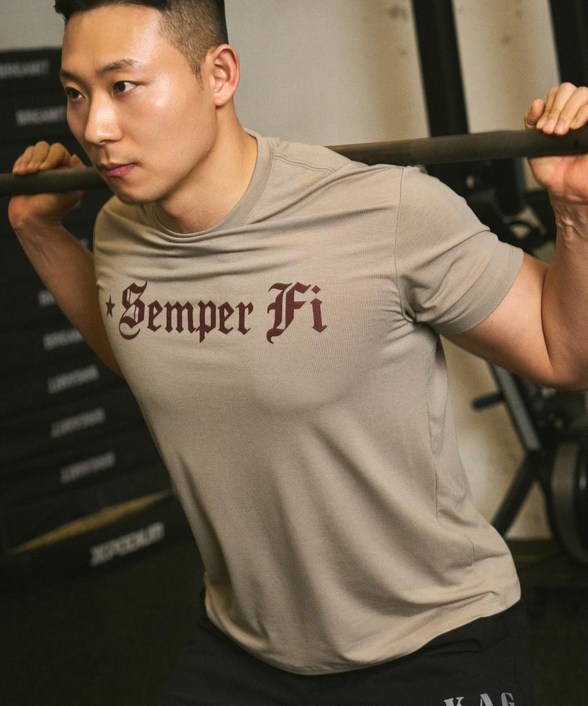 Kakigeulado K.A.G Semper Fi Мускулистая футболка с коротким рукавом Regular Fit (Пустынный хаки)