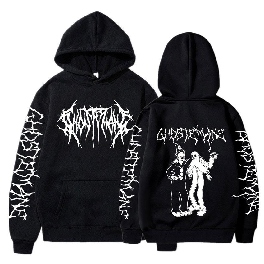 Худи Ghostemane с принтом на обоих рукавах Мужская Мода Хип-Хоп Металл Рок Худи Готическое Оверсайз Толстовка Спортивный костюм Уличная одежда