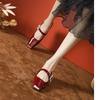 New Metal Toe Low Heel Patent Leather Mary Jane Shoes Women Red T-Bar Strap Chunky Heel French Style Flats