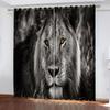 Living Room Curtains 2 Pieces Fashion 3D Animal Black And White Lion 2 Pieces Shading Window Curtains For Bedroom