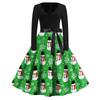 Women's Casual Fashion V Neck Long Sleeve Christmas Printed Vintage Long Dress