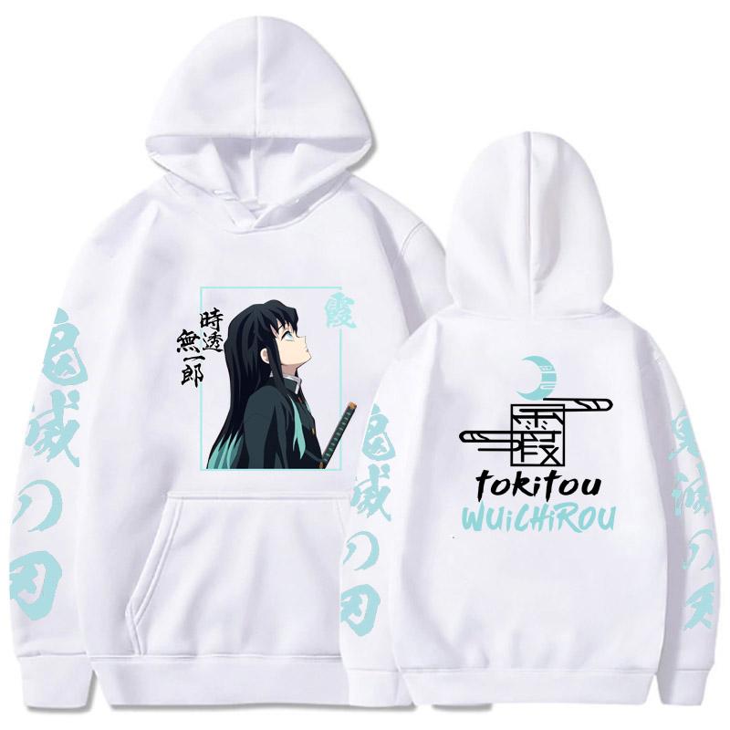 Demon Slayer Tokitou Muichirou Anime Hoodies Top Fleece Spring Autumn Japanese Hoodies Loose Casual Style Unisex Sweatshirt