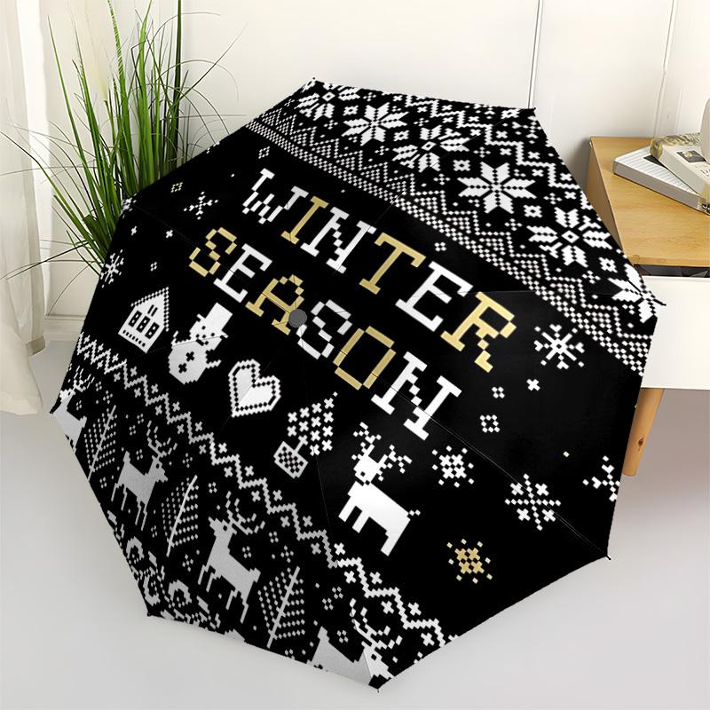 1pc Winter Season Automatic Folding Umbrella - 8-Rib Automatic Open/Close, Portable Collapsible Compact Umbrella yy251218037