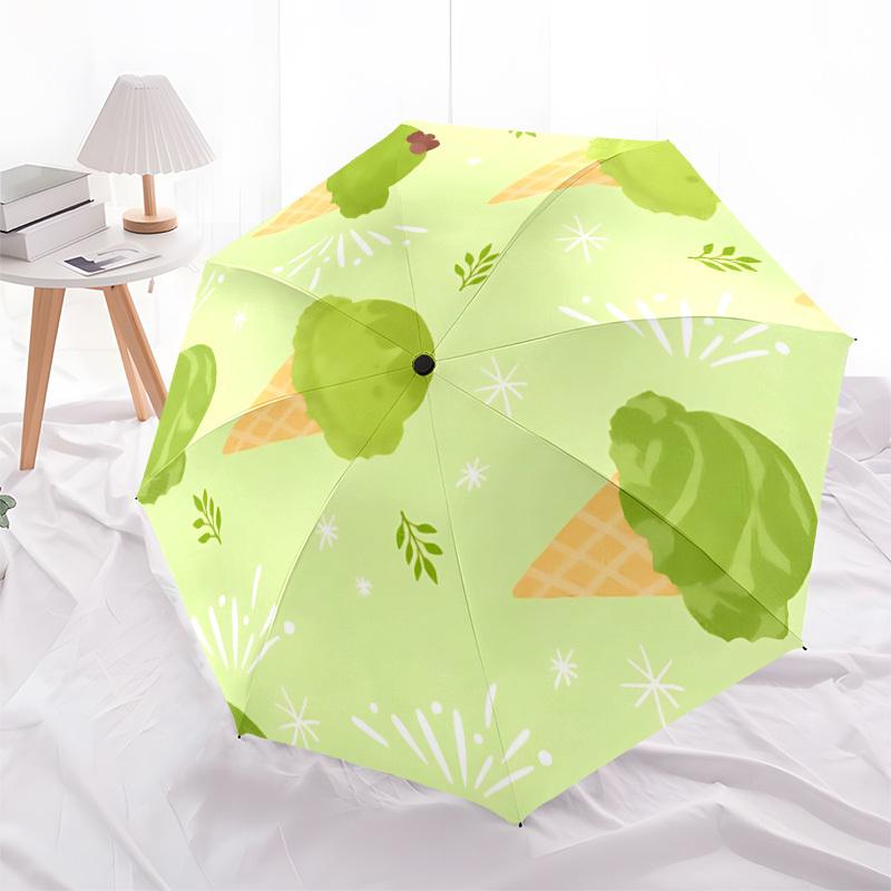 1pc Ice Cream Pattern Automatic Folding Umbrella - 8-Rib Automatic Open/Close, Portable Collapsible Compact Umbrella yy251218046