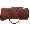 Men's Brown Vintage Genuine Goat Leather Travel Luggage Duffle Gym Bags Tote Ne