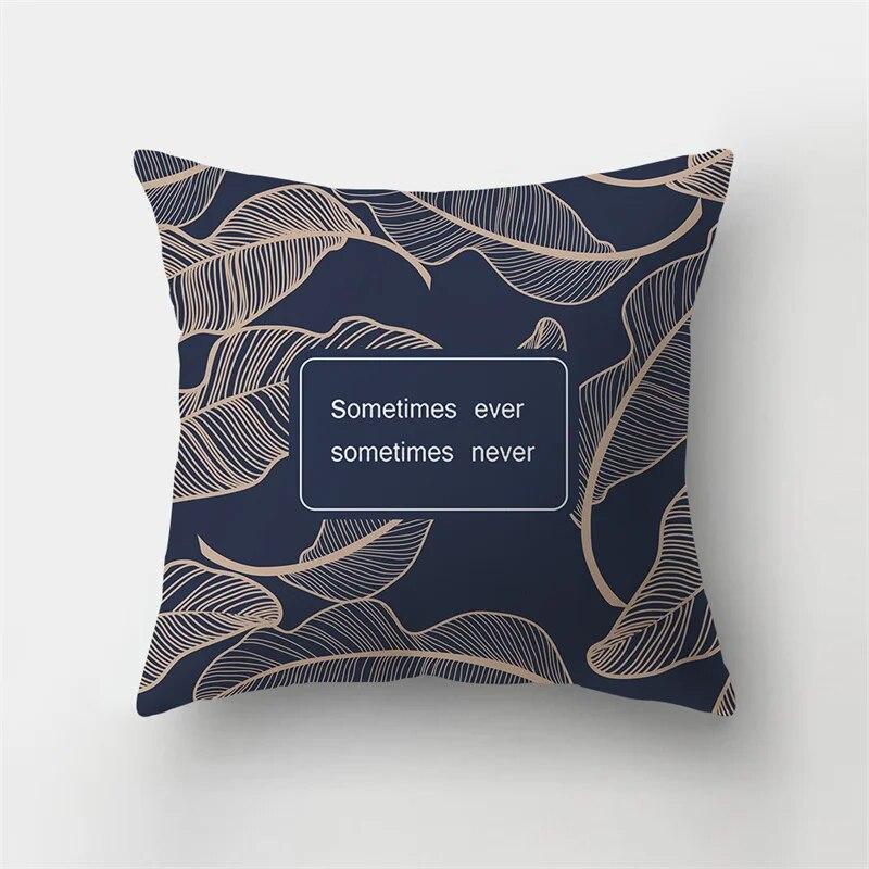 45x45cm Sea Blue Alphabet Pillowcase Pineapple Leaf Plant  Sofa Office Seat Car Cushion Cover Home Decor