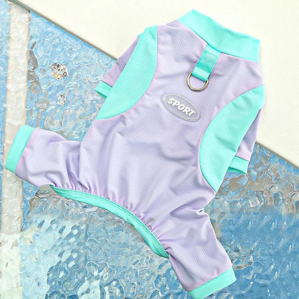 Soft Sport Dog Jumpsuit Mesh Breathable Ice Silk Pajamas Summer Cooling and Sun Protection Clothes for Pet Cat Dog Cool Clothes