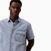 Calvin Klein Джинсовая рубашка с коротким рукавом в американском ретро-стиле из смешанного льна, мужская рубашка 4RF906G