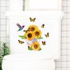 Sunflower Butterfly Toilet Sticker Removable Self-adhesive Waterproof PVC Living Room Bathroom Wall Art Floral
