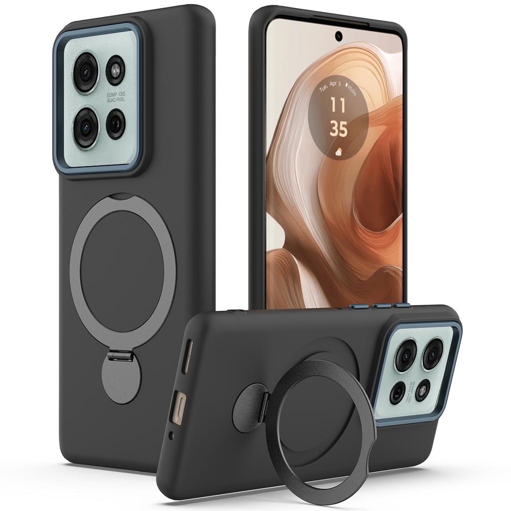For Motorola Moto G75 5G Magnetic Case Rotating Ring Kickstand TPU + PC Back Cover