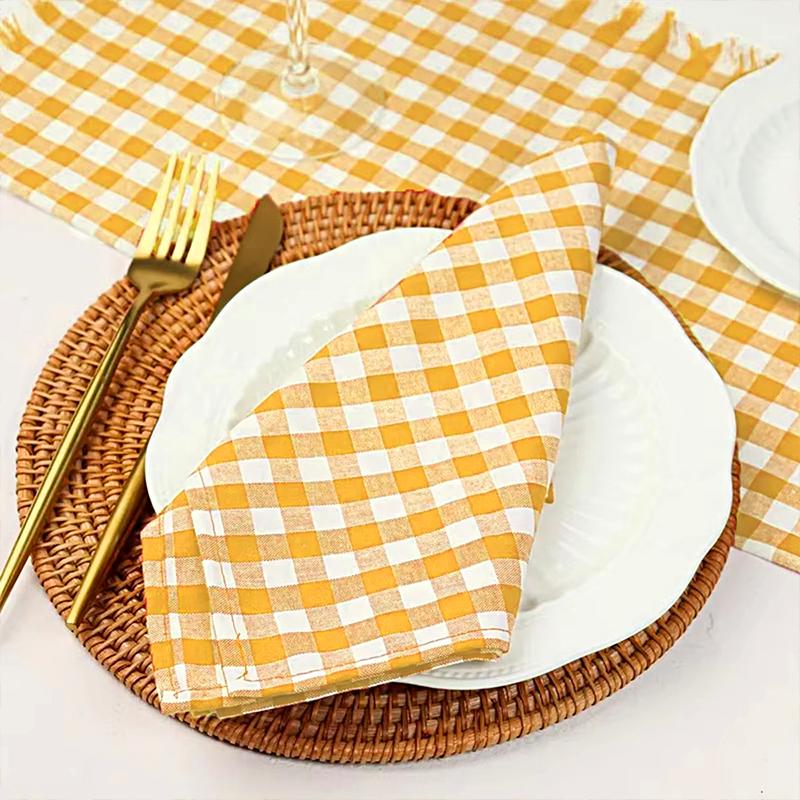 1PC Cotton Plaid Placemat Kitchen Decor Checkered Tablemats Ins Grid Series Meal Mat Photography Props 38x28cm