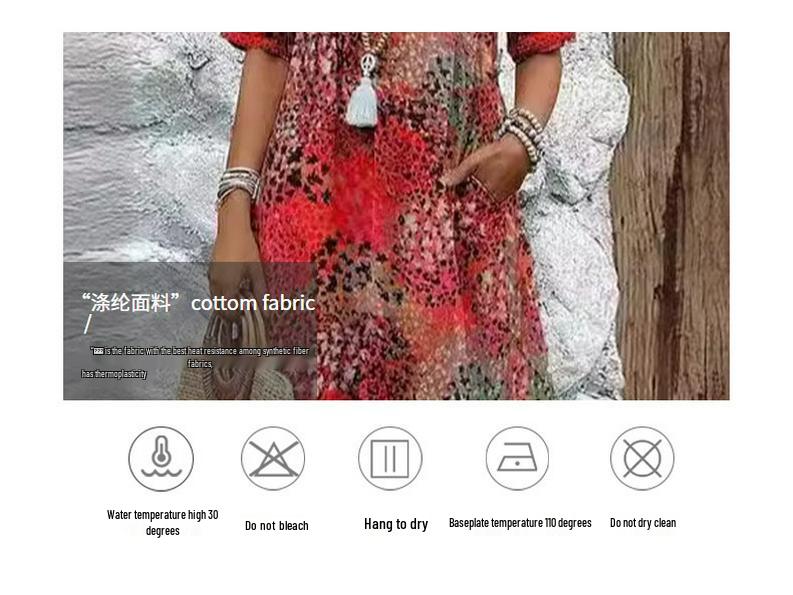 Women's V-neck Casual Summer Pocket Dress - New Print