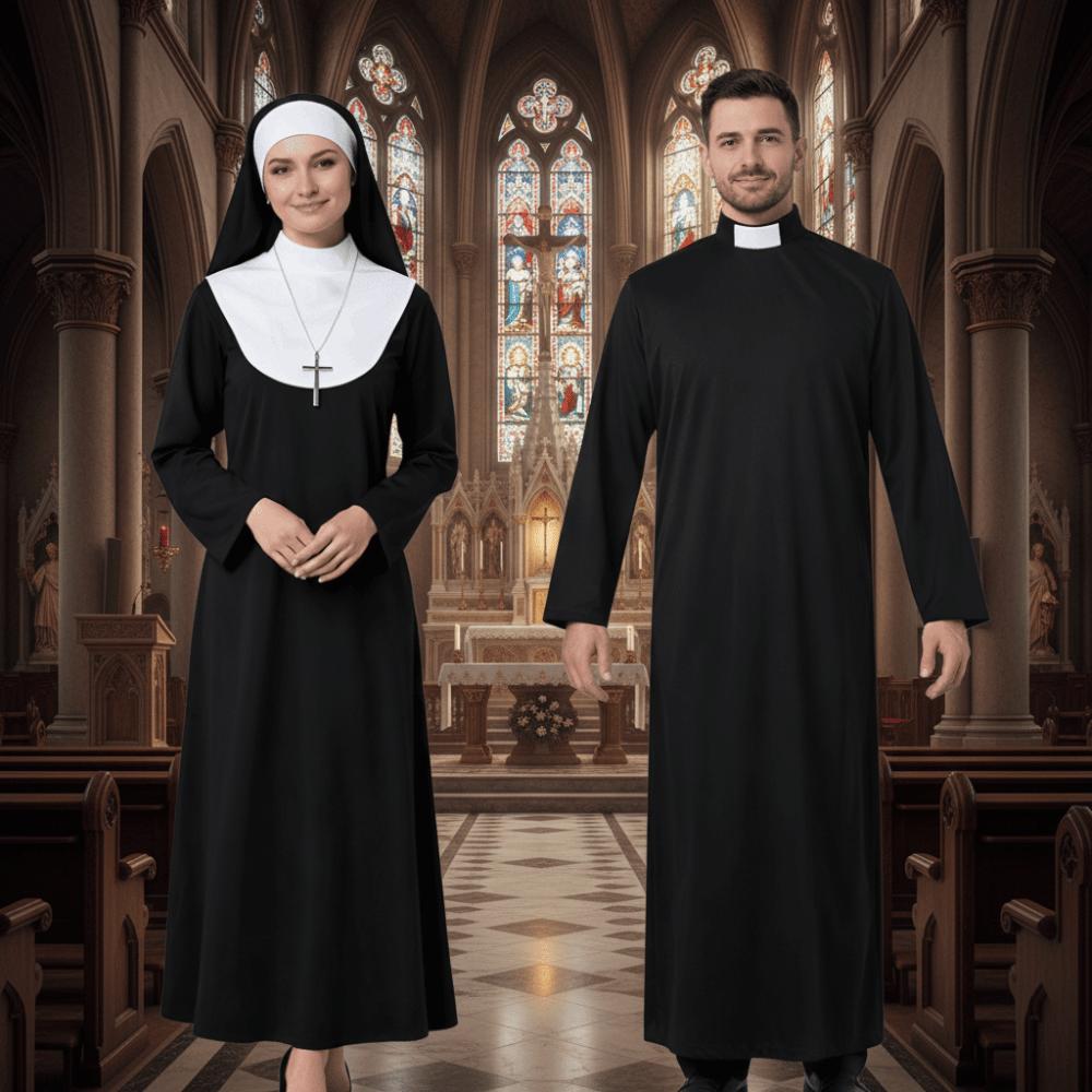 Black Father's Clothing Adult Size Cosplay Costume Gothic Style Nun Costume  Cosplay Events