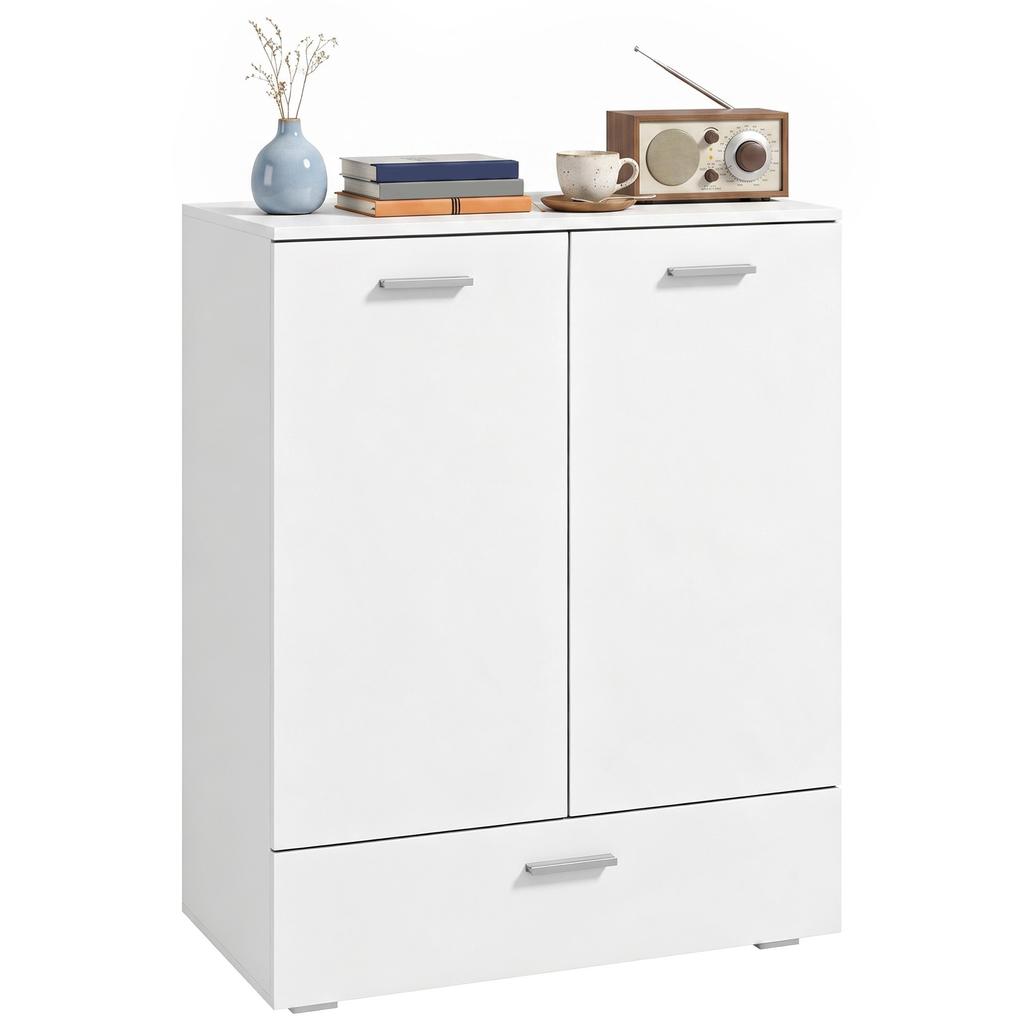 Modern Sideboard, Freestanding Storage Cabinet with Drawer and Adjustable Shelf, White