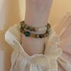 Retro Green Sandalwood Beaded Bracelet Women'S Summer New Chinese Couple Adjustable Hand Jewelry