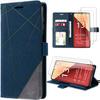 Case For Xiaomi Redmi Note 13 Pro 4G - Navy Blue Synthetic Leather - 2 Tempered Glasses - Flip Cover