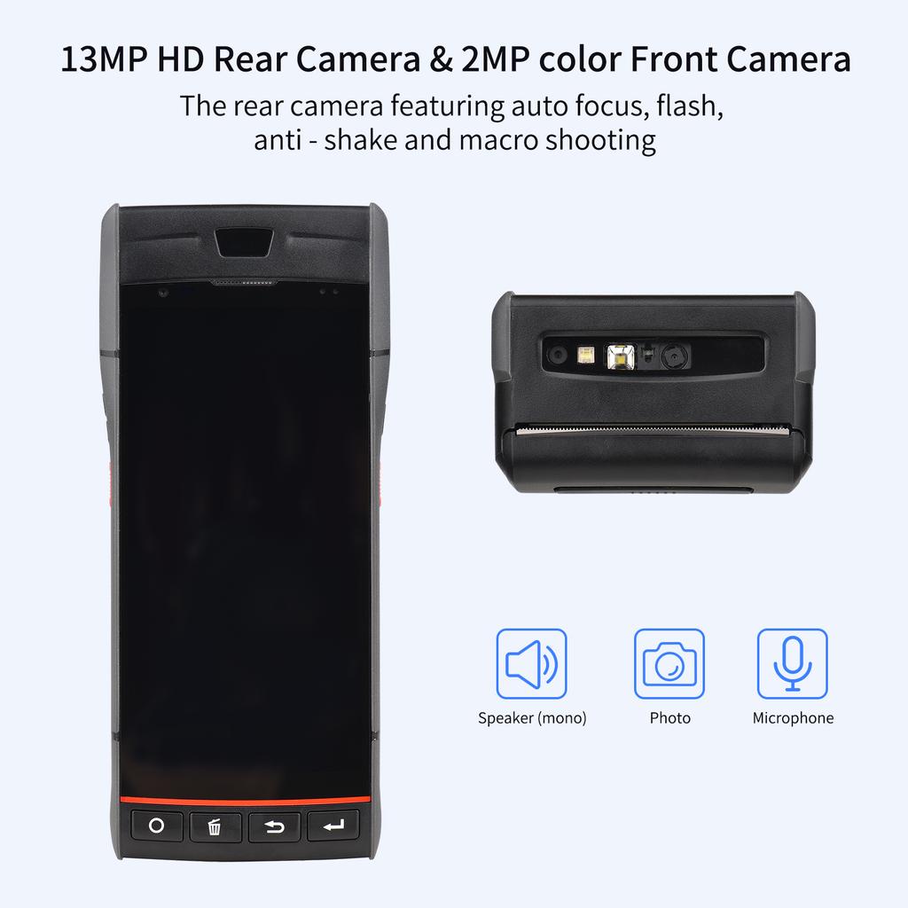 Handheld POS Receipt Printer Android 9.0 PDA Terminal Support Global Position System 4G WiFi BT
