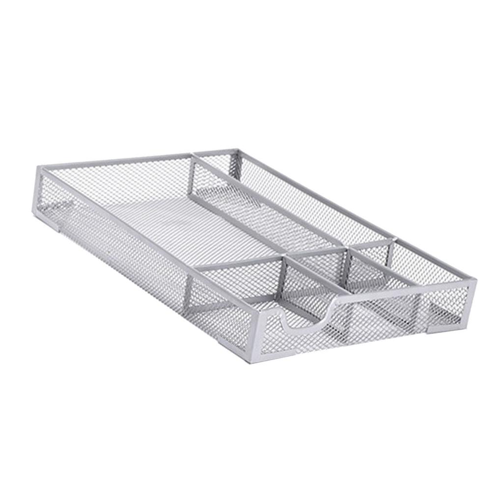 Desk Drawer with Non Slip Rubber Pads Metal Mesh 5 Compartments Storage Tray for Home and Use