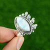Natural Larimar Gemstone 925 Sterling Silver Statement Adjustable Ring For Girls