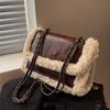 Ретро Плюшевая Маленькая Сумка Женская Модная Цепочка На Плечо Сумка-Мессенджер Контрастного Цвета Маленькая Квадратная Сумка