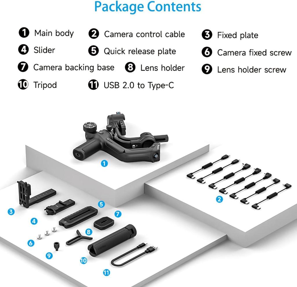 Feiyu SCORP 2 Camera AI Mirrorless DSLR Camera Image AI Outdoor Tripod Remote Zoom Portrait YouTube IG Video Compatible with Sony A7S Canon EOS Nikon