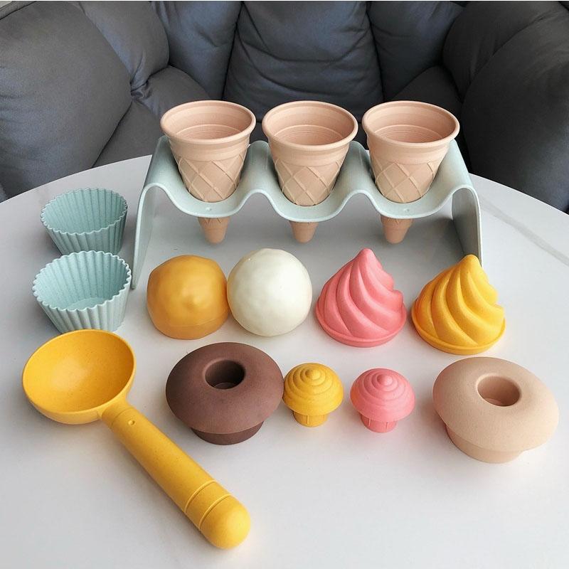 Non-Toxic Kinder Pretend Spielen Spielzeug Weizen Stroh Material Eis Spielzeug Kche Graben Werkzeuge Umwelt Nordic Wind Im Freien Spielen