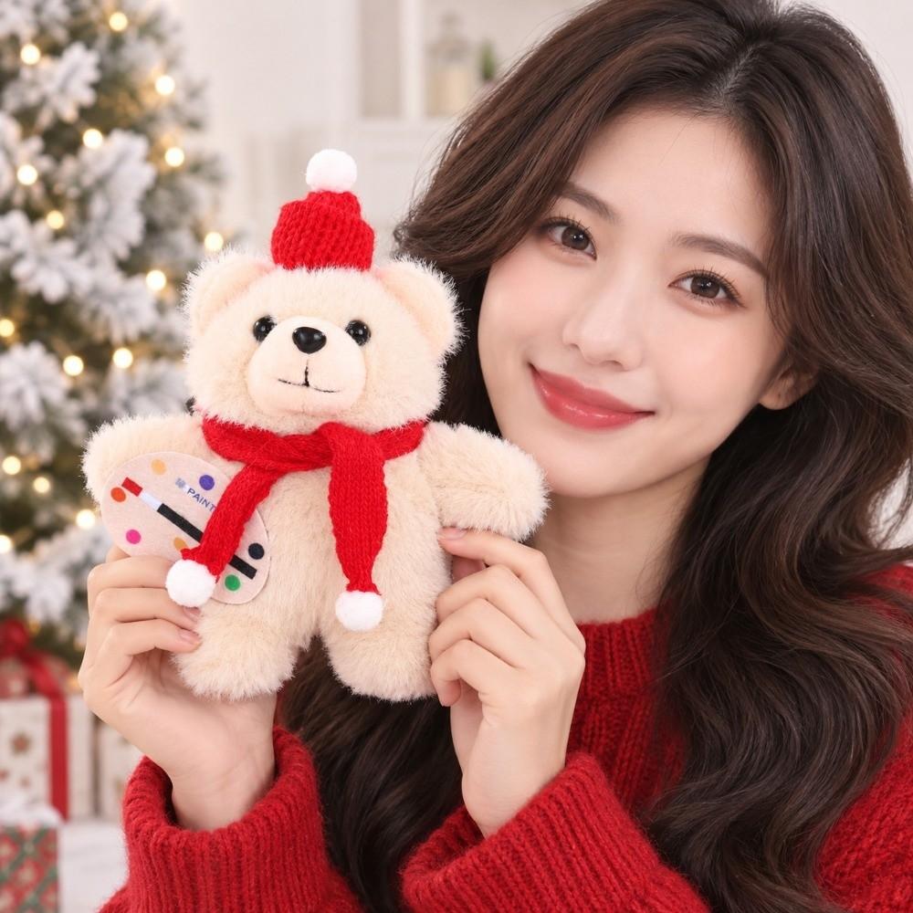 Keyring Christmas Bear Plush Toy Cartoon Animal Bear Plush Dolls Schoolbag Ornaments