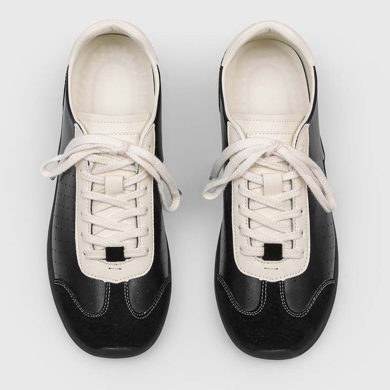 New Fashion Mixed Color Leather Sneakers Male Lace-Up Skate Board Shoes Daily Walking Shoes Breathable Casual Footwear Trainers