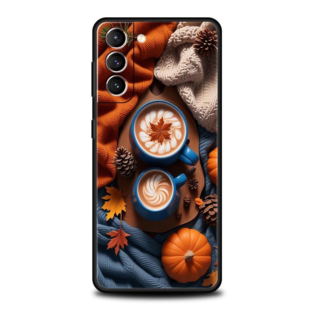Осенние листья Тыква Кофе Чехол для телефона Samsung Galaxy S26 S25 S24 S23 S22 S20 S21 FE Ultra S25 Edge Plus 5G Мягкий чехол из ТПУ