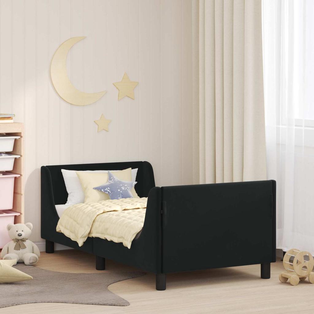 Kids Bed Frame with Headboard Black 80 x 160 cm Velvet