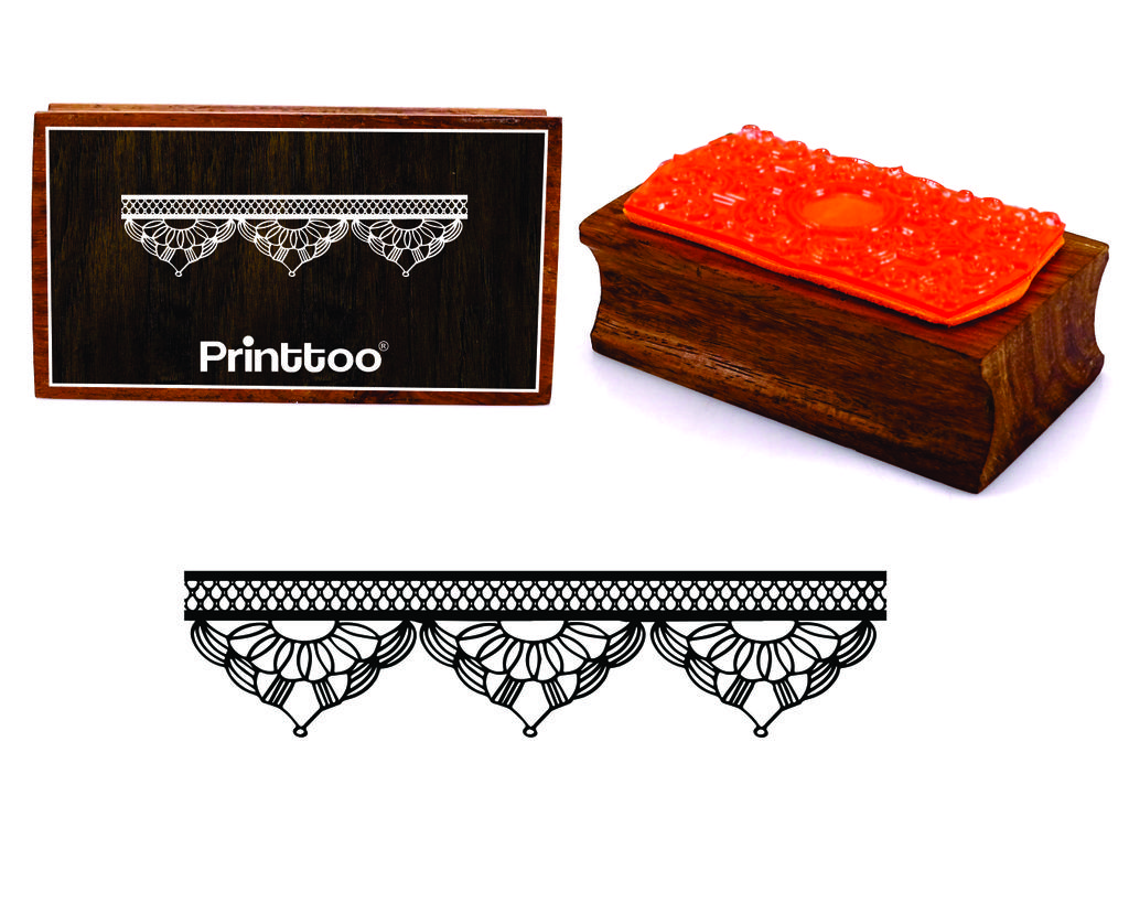 Printtoo Ornate Lace Border Прямоугольный деревянный резиновый блок штампов
