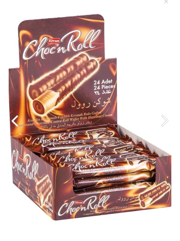 Рулет вафли с ореховым кремом и какао 16 гр. 24 шт. (1 коробка)