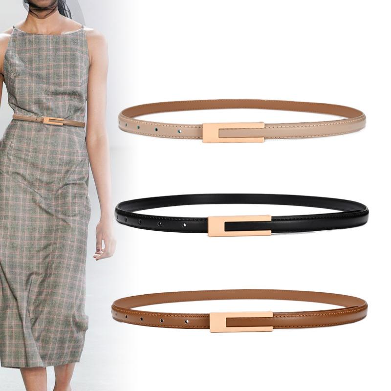 Korean PU Leather Thin Waist Strap Belt For Women Adjustable Fashion Skirts Jeans Decorative Belts Casual Accessories