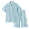 Gunze Acedron Short Length Blue Women's Pajamas, Sleeve, 5/8 Pants, Moisture-Wicking, Quick-Drying,