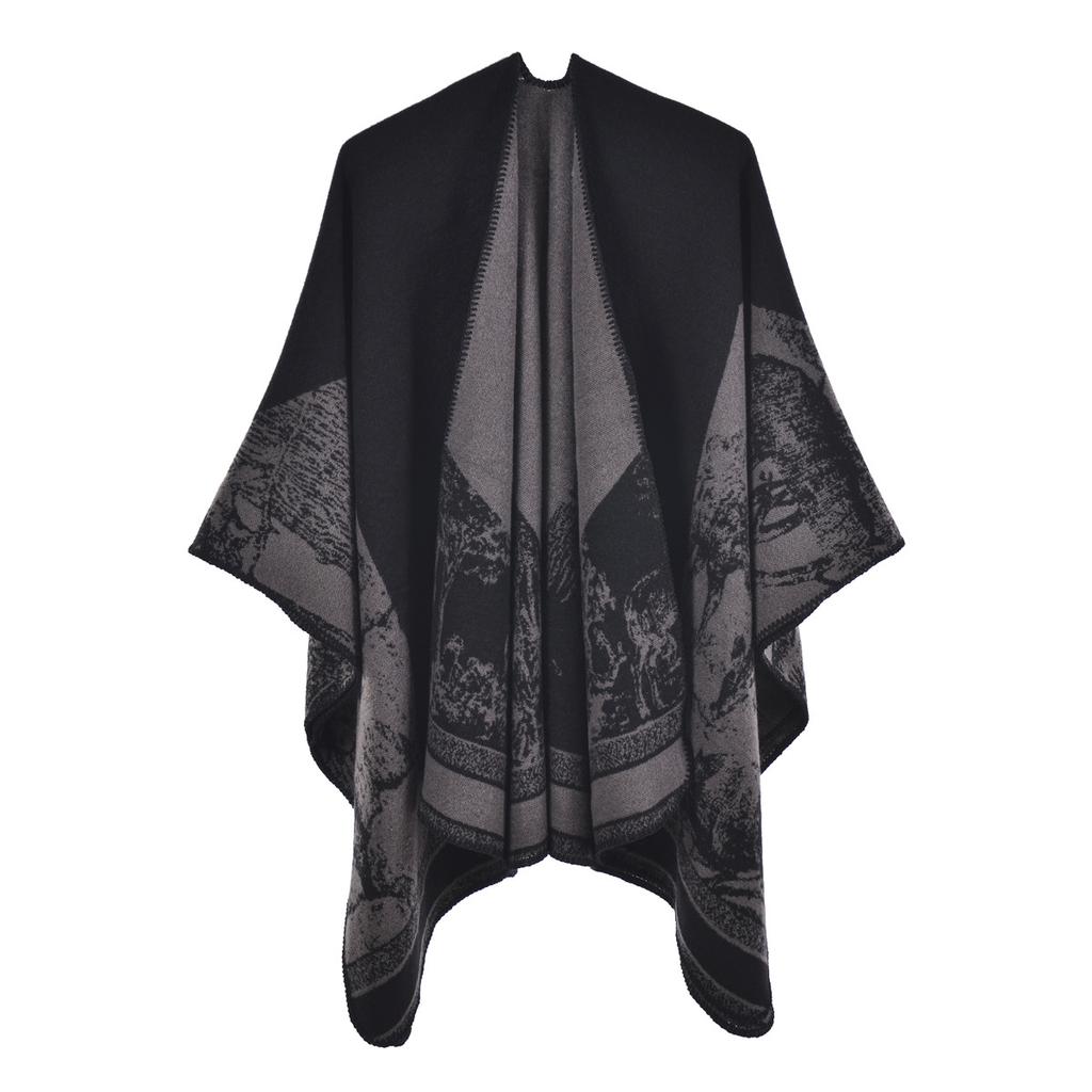 Осенне-зимний женский шарф и шаль из искусственного кашемира с разрезом, утолщенная и удлиненная теплая накидка