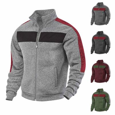 Мужская зимняя куртка на молнии в стиле колор-блок, мужская повседневная модная куртка-свитер