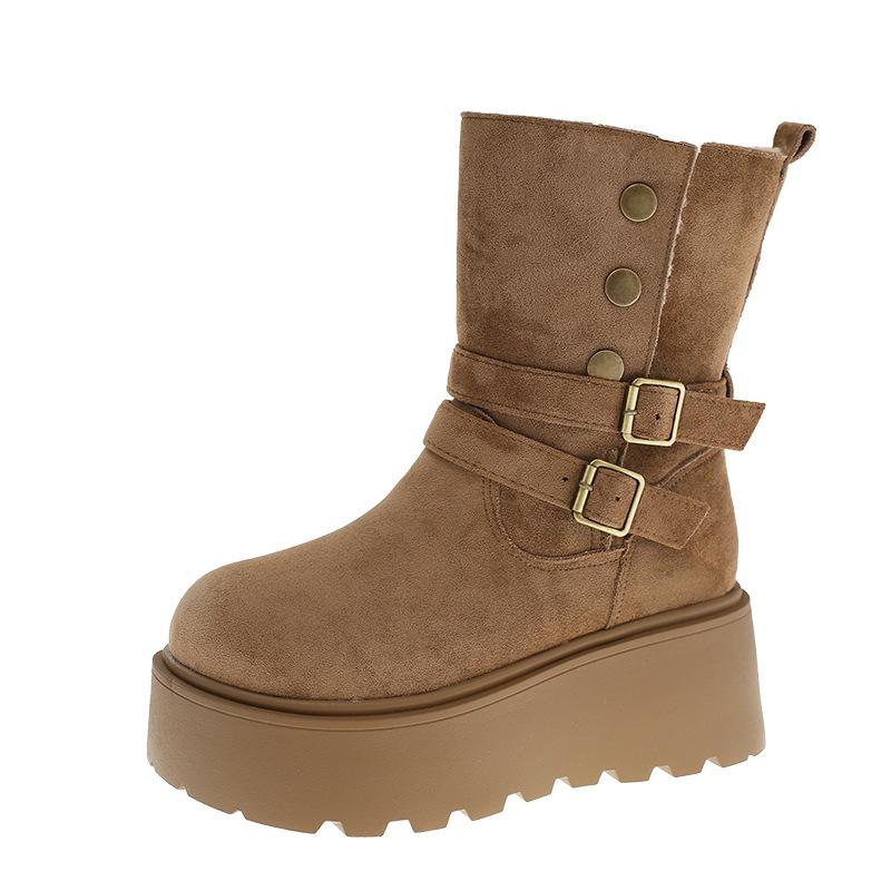 7026-2 зимние ботинки на толстой подошве, ботинки Мартина двойного ношения, женские 2025, зимние новые бархатные модные короткие ботинки, нескользящие зимние ботинки