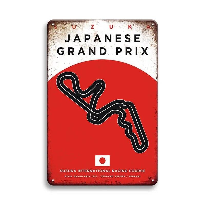 Металлический Плакат Гоночный Трек F1 Конкуренция Винтаж Оловянный Знак Ретро Железная Пластина Бар Клуб Человек Пещера Домашнее Украшение Стены Художественные Наклейки