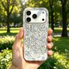 Чехол для iphone 16 Plus XR 17 Pro Air 13 18 Pro Max 12 XS Max 11 14 15 Серебряный Блеск Трескающийся Фон Полный Экран Синий Мелкий Цветочный Рисунок
