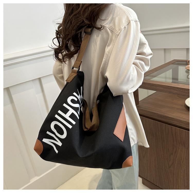 Новинка 2024 года, модная повседневная сумка большой емкости, универсальная парусиновая сумка через плечо, сумка для покупок