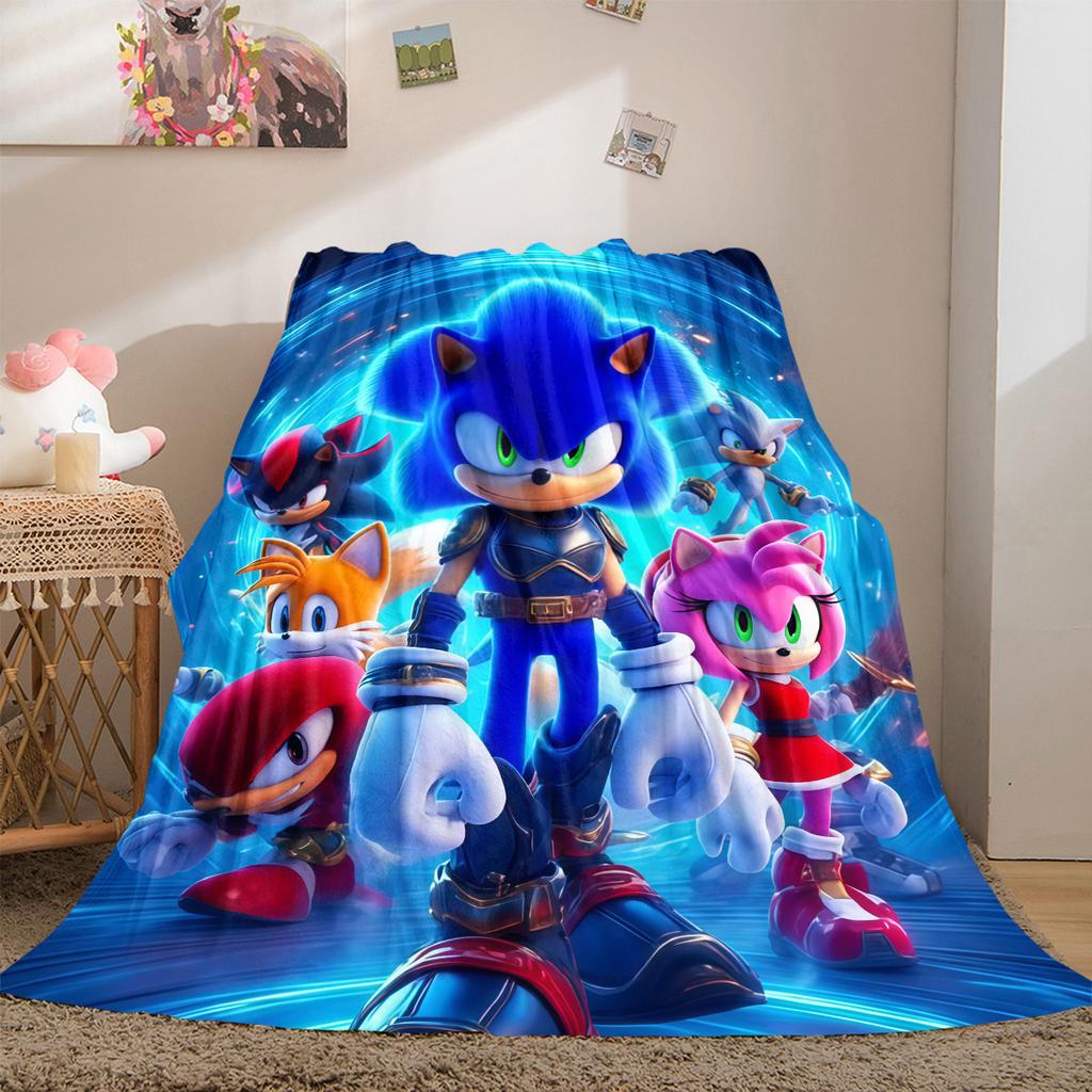 Sonic Classic Cartoon All-Season Versatile Travel Blanket Compact Suitable for Office Nap & Outdoor Camping LXRa43
