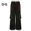 Женские брюки с высокой талией, цветные широкие повседневные брюки свободного кроя, ретро-крутые длинные брюки в уличном стиле
