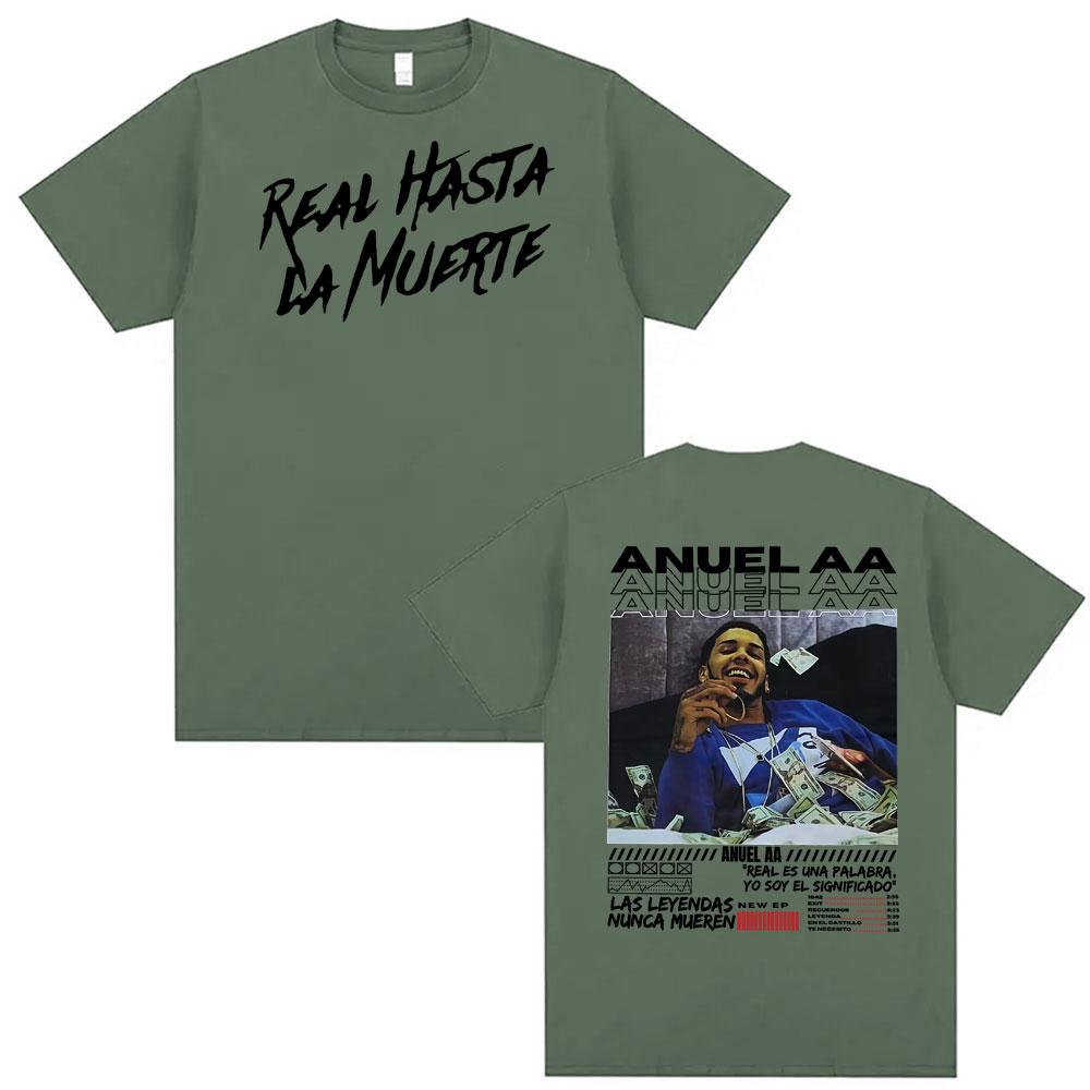 Rapper Anuel AA Real Hasta La Muerte Graphic T Shirt Unisexs Clothing 100 Cotton 90s Vintage Tshirts Unisex Casual Loose Tshirt