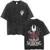 Hot Game Hollow Knight Graphic Print Tshirt Men Women Loose Casual Oversized Washed Vintage Cotton Tee Harajuku Streetwear Tops
