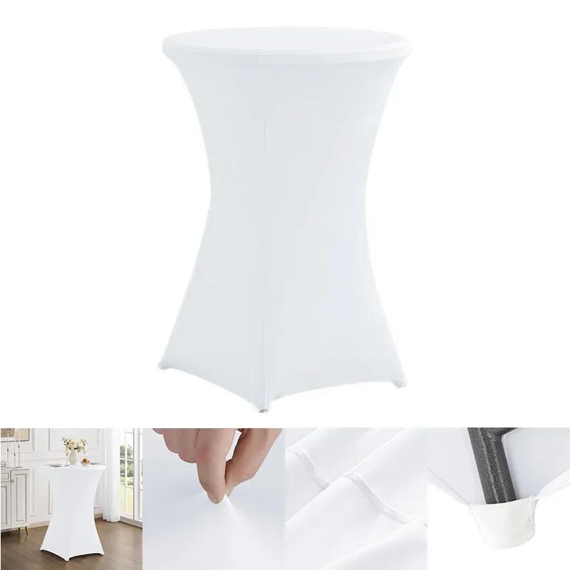 Metallic Cocktail Tablecloth Spandex Round Table Cloth Cover For Hotel Banquet Party Wedding Decoration Four Legs Round Base