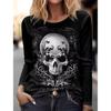 Skull Women's Long Sleeve T-shirt for Women Clothing Casual Holiday Top Fashion Unisex Sportswear Harajuku Halloween Clothing