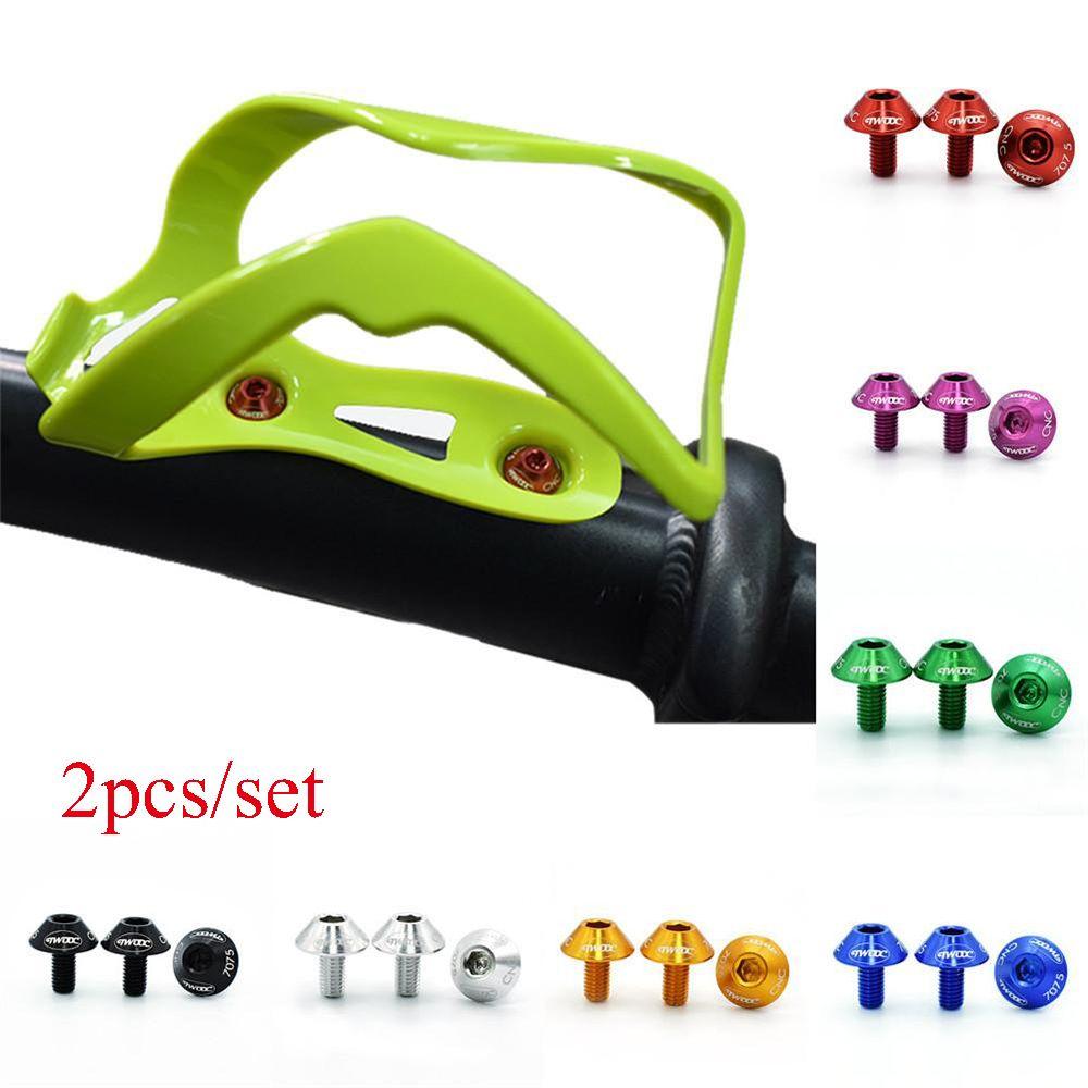 2pcs Mountain Bike Aluminum Alloy Bicycle Water Bottle Bolts Stainless Steel Screw Cage Holder Screw