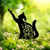Премиальная 1 шт. Металлическая фигурка черной кошки, Декор для сада, Садовая скульптура, Наружное настенное украшение, Очаровательный дизайн, Подарок для любителей кошек